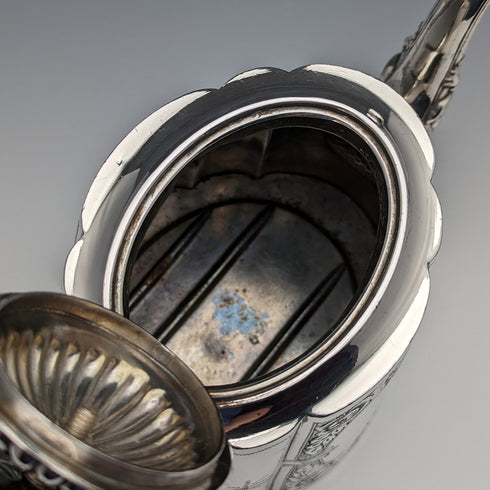 1900年左右英國古董銀盤茶壺George Wish